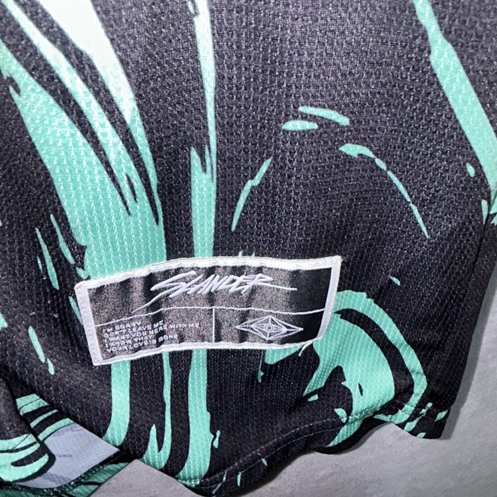 Slander Medium Official Marble Green Astronaut Baseball Jersey Mens - Picture 8 of 10